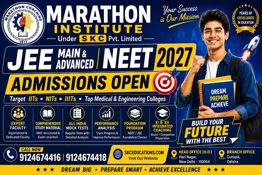 MARATHON COACHING MARATHON INSTITUTE Under SKC Pvt. Limited MAIN & JEE ADVANCED NEET 2027 ADMISSIONS OPEN Top Medical & Engineering Colleges